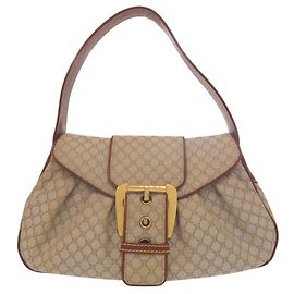 Céline Celine Macadam Pattern Vintage Hobo Bag Brown Beige