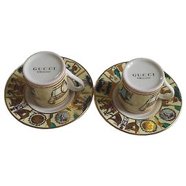 Set of two Gucci porcelain coffee cups White Multiple colors Yellow