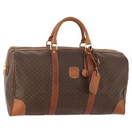 Céline Bolsa Boston Macadam Vintage Celine em lona e couro Marrom
