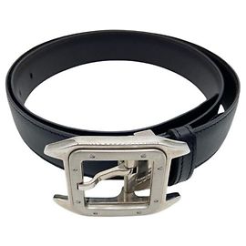Ceinture en cuir réversible Cartier Santos Marron Noir Argenté