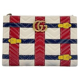 Borsa Clutch Gucci GG Marmont Rosso Crudo Blu navy