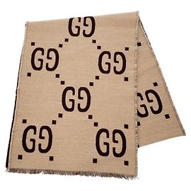 Sciarpa Gucci GG Jacquard in Beige e Marrone Marrone Beige