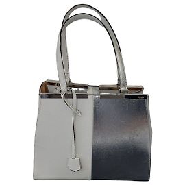Bolsa Fendi em couro branco e prata modelo 3jours Branco Metálico