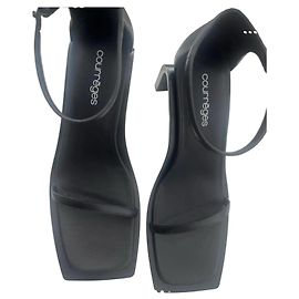 Courreges Black Leather Sandals Black