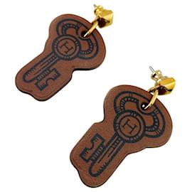 Hermès Hermes H Curiosité Earrings Brown
