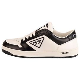 Sneakers Prada District in pelle bianca e nera per donne EU 37,5 Nero