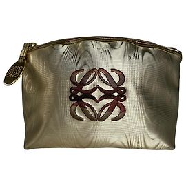 Vintage Loewe Madrid Leder Clutch Gold Braun Golden