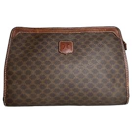 Céline Pochette en cuir monogramme Triomphe Celine Paris vintage marron Marron