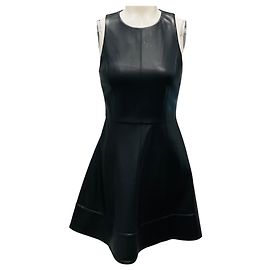 Robe Mini Sans Manches en Cuir Vegan Noir Alexis Lorenza Noir