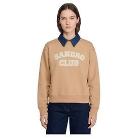 Sandro Kamel Sweatshirt mit abnehmbarem Kragen Beige