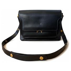 Marni Trunk Tasche Schwarz und Gold Leder Schwarz Golden