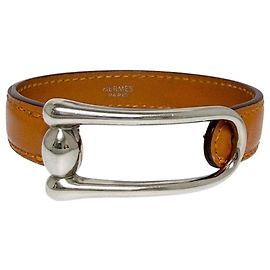 Pulseira de charme de couro para mulheres Hermès Marrom