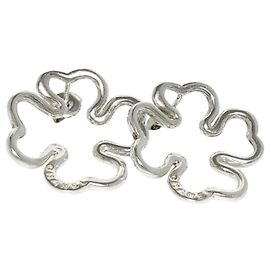 Chanel Silver Clover Stud Earrings Other