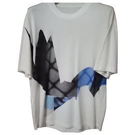 Maison Martin Margiela T-shirt blanc avec impression abstraite Noir Blanc Bleu