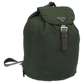 PRADA Rucksack aus Nylon Khaki Silber authentisch BA11438 Silber Khaki