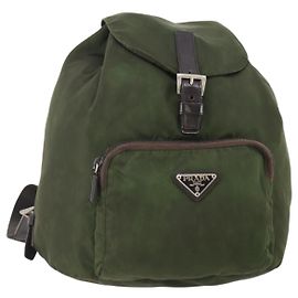 Sac à dos PRADA en nylon vert argent authentique 174558 Argenté Vert
