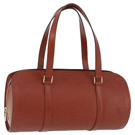 LOUIS VUITTON Bolsa de Mão Epi Soufflot Marrom M52223 LV Auth BAZ030A Marrom