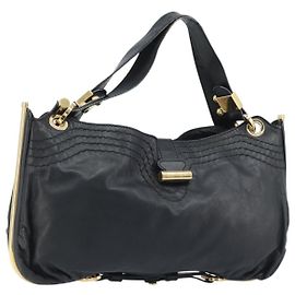 Borsa a Spalla in Pelle Nera e Oro Jimmy Choo Auth YKZ210 Nero D'oro