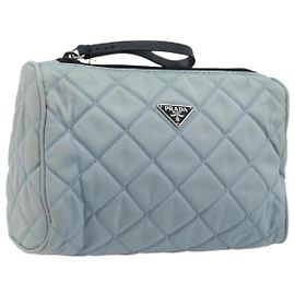 Pochete Prada Nylon Azul Claro Prata Auth BAZ116A Prata Azul claro