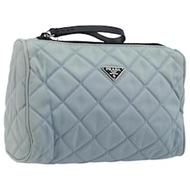 Prada Tasche Nylon Hellblau Silber Auth BAZ116A Silber Hellblau