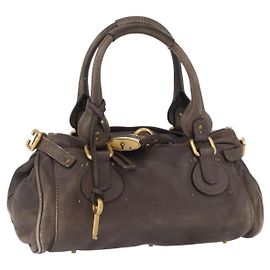 Chloé Chloe Paddington Handtasche aus grauem Leder mit Gold und Silber authentisch am11149A Braun Silber Golden