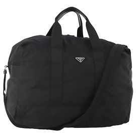 Borsa Boston PRADA in nylon 2 vie nera argento Auth YKZ057 Nero Argento