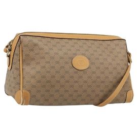 Gucci Bolso de Hombro Micro GG Supreme PVC Beige Oro Auth ka3521 Beige Dorado