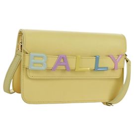 BALLY Bolsa de couro com logo BALLY limitada a 30 itens dourado amarelo Auth am11184SM Dourado Amarelo