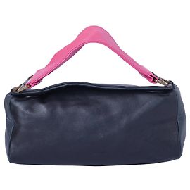 Borsa a spalla in pelle nappa nera e rosa Prada Fuschia