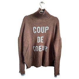 Brauner Wollrollkragenpullover mit Aufschrift Größe XS Zadig & Voltaire Braun Türkis
