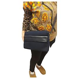 Sac à bandoulière Valentino Garavani en toile bleu marine et cuir Bleu