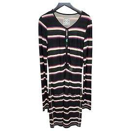 Abito a righe a maniche lunghe Chanel – Nero, Rosso e Blu, Made in Italy Altro