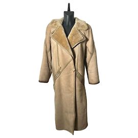 Christian Dior Sherling-Mantel in hellbeige / grau ('80er) Andere