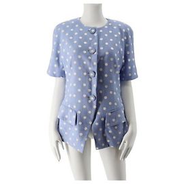 Christian Dior Blue Linen Polka Jacket Other