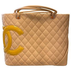 2005 Chanel Cambon Beiger Lammleder gesteppte Double C Handtasche Andere