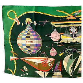 Sciarpa Hermès verde scuro LES FOLIES DU CIEL Altro