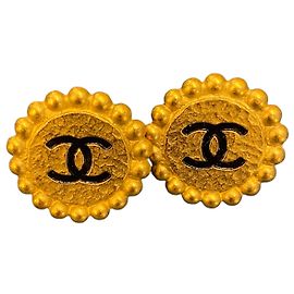 Boucles d'oreilles Chanel Double C dorées 1994 Autre