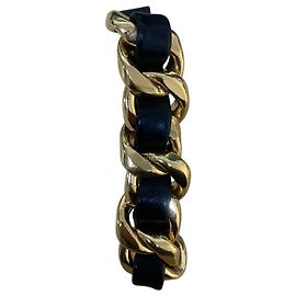 Bracciale in Catena e Pelle CHANEL in Nero Altro