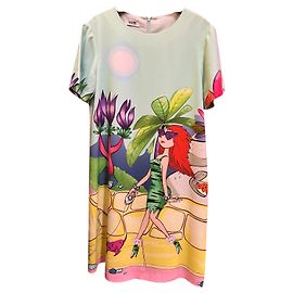 Moschino Sky Blue Dress with Multicolor Patterns Other
