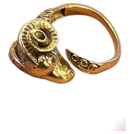 Autre Marque Open-band ring featuring a striking ram's Other