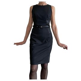 Vestido ajustado negro sin mangas de dos materiales talla 34-36 Pinko Negro