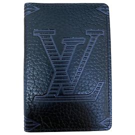 Louis Vuitton Taurillon Shadow Black Leather Monogram Pocket Organizer Wallet Other