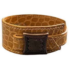 Pulseira de couro de crocodilo bege Hermès Outro