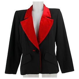 Giacca in velluto nera e rossa Yves Saint Laurent Rive Gauche 1990 Altro