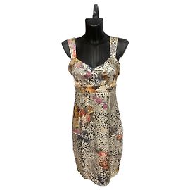 Vestido de seda John Galliano com estampa de querubins, anjos e flores Outro