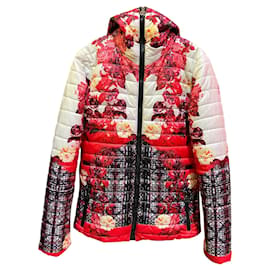 Roberto Cavalli Down Jacket with Red Floral Pattern Other