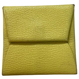 Monedero de cuero Hermès verde lima, billetera con botón a presión, fabricada en Francia Otro