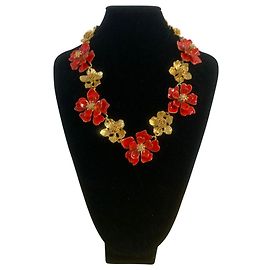 Collier Rouge Oscar de la Renta Bijoux Dorés Autre