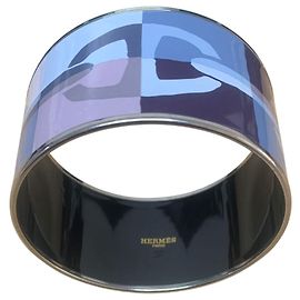 Hermès Hermes Optique Chain D'Ancre Printed Enamel Palladium Plated Bangle Bracelet Other