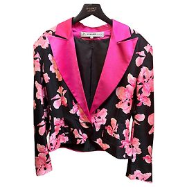 Jean Louis Scherrer Black Floral Tailored Jacket Other